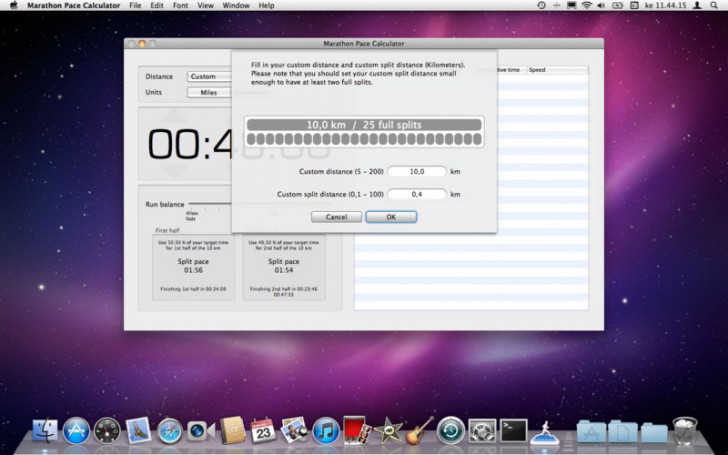 Marathon Pace Calculator (โปรแกรม Marathon Pace คำนวณระยะทางวิ่งมาราธอน บน Mac) : 