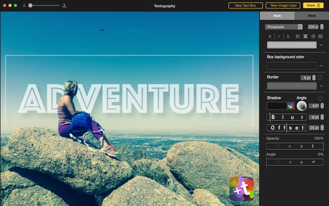 Textography (โปรแกรม Textography ใส่ข้อความ อักษร เอฟเฟค ลงภาพถ่าย บน Mac) : 