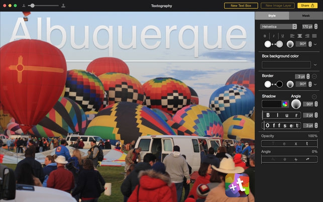 โปรแกรมใส่ข้อความลงรูปภาพ Textography