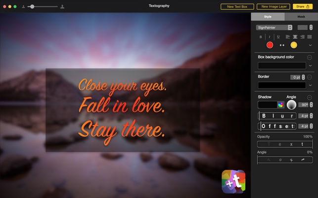 Textography (โปรแกรม Textography ใส่ข้อความ อักษร เอฟเฟค ลงภาพถ่าย บน Mac) : 