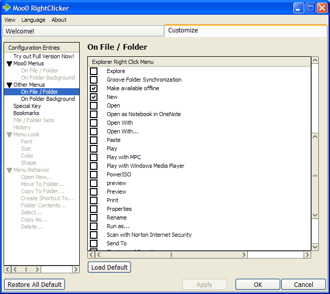 โปรแกรมสร้างทางลัดด้วยการคลิกขวา Moo0 RightClicker โปรแกรมสร้างทางลัดด้วยการคลิกขวา Moo0 RightClicker