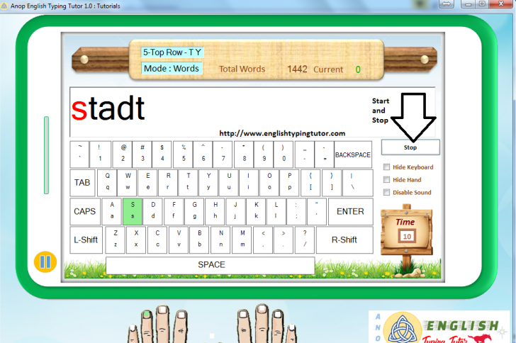 โปรแกรมฝึกพิมพ์ดีดภาษาอังกฤษ Anop English Typing Tutor