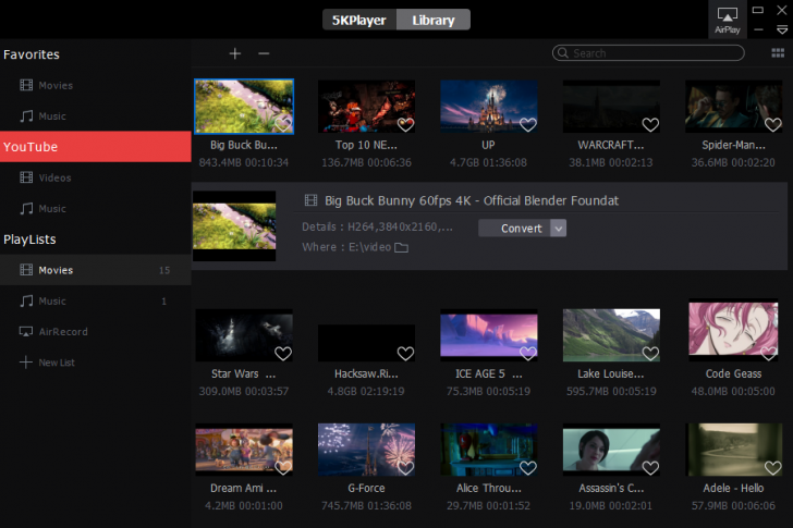 โปรแกรมดูหนัง 5KPlayer 