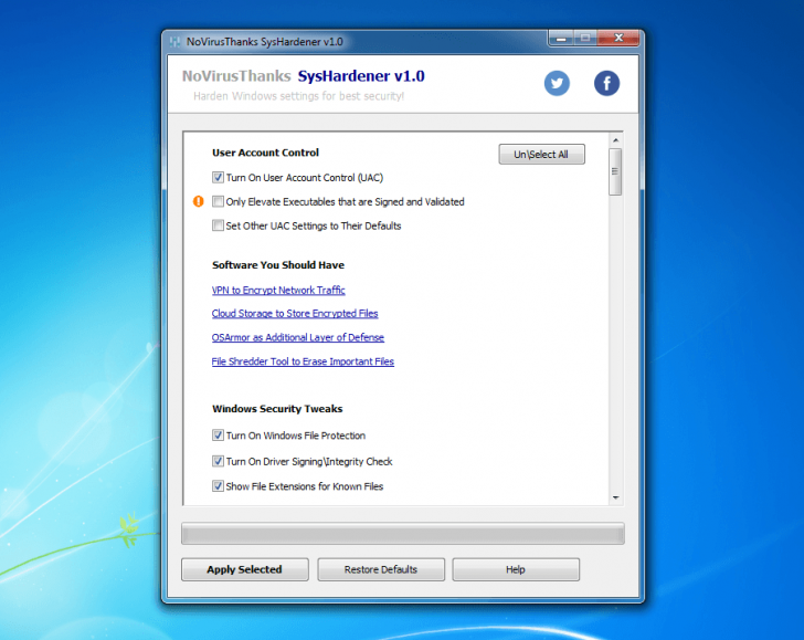 โปรแกรม ล็อกระบบป้องกัน SysHardener