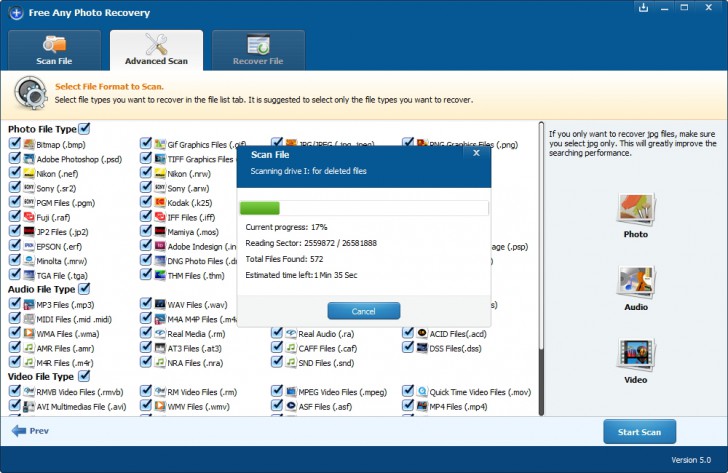 โปรแกรมกู้ไฟล์รูปภาพ Free Any Photo Recovery โปรแกรมกู้ไฟล์รูปภาพ Free Any Photo Recovery