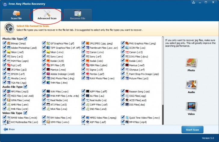โปรแกรมกู้ไฟล์รูปภาพ Free Any Photo Recovery โปรแกรมกู้ไฟล์รูปภาพ Free Any Photo Recovery