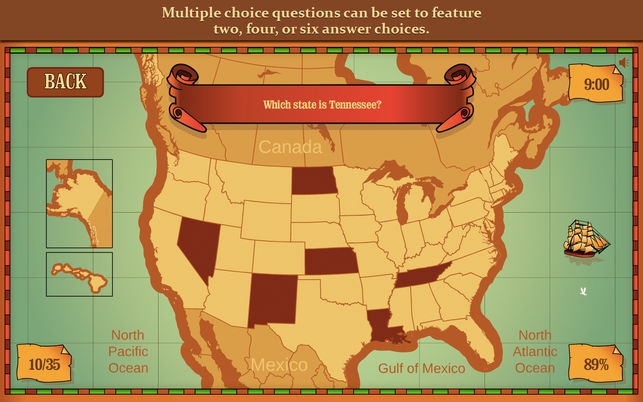 Simple States Lite (โปรแกรม Simple States Lite เรียนรู้ ภูมิศาสตร์ รัฐของสหรัฐ บน Mac) : 