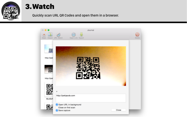 QR Journal (โปรแกรม QR Journal สแกนโค้ด QR Codes ผ่านกล้อง Mac) : QR Journal (โปรแกรม QR Journal สแกนโค้ด QR Codes ผ่านกล้อง Mac) :