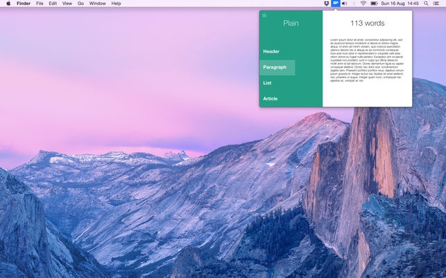 Loremify (โปรแกรม Loremify สร้างข้อความตัวอย่าง Lorem ลงเนื้อหา บน Mac) : 