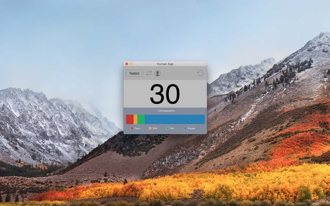 Animal Age (โปรแกรม Animal Age เปรียบเทียบอายุคนกับสุนัขและสัตว์เลี้ยง บน Mac) : 