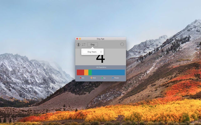 Animal Age (โปรแกรม Animal Age เปรียบเทียบอายุคนกับสุนัขและสัตว์เลี้ยง บน Mac) : 