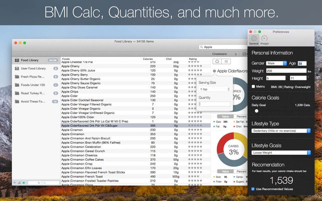 BeFit Lite (โปรแกรม BeFit Lite เช็คแคลอรี่อาหาร ปริมาณสารอาหาร บน Mac ฟรี) : 