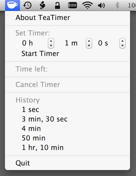 โปรแกรมนับเวลาชงชา TeaTimer โปรแกรมนับเวลาชงชา TeaTimer