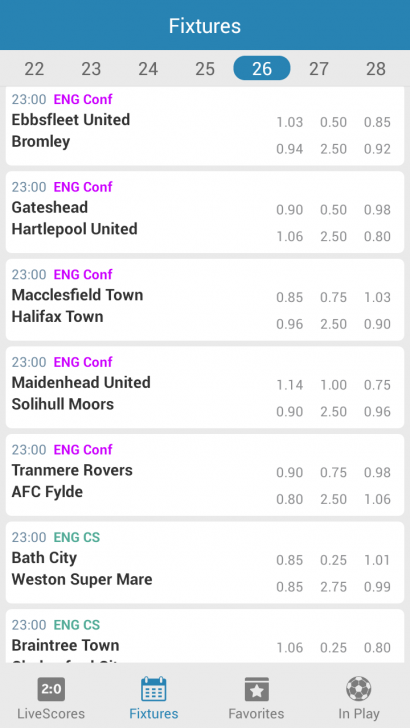 App ดูผลบอล เช็คผลบอล Livescore Odds