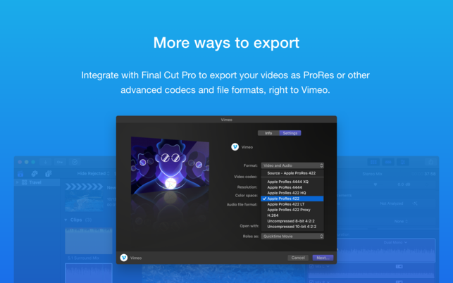 Vimeo (โปรแกรม Vimeo จัดการวิดีโอบน Vimeo อัพโหลด ผ่านเมนูบาร์ สำหรับ Mac) : 