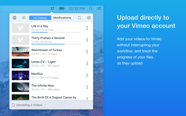 โปรแกรมจัดการอัพโหลดวิดีโอ Vimeo