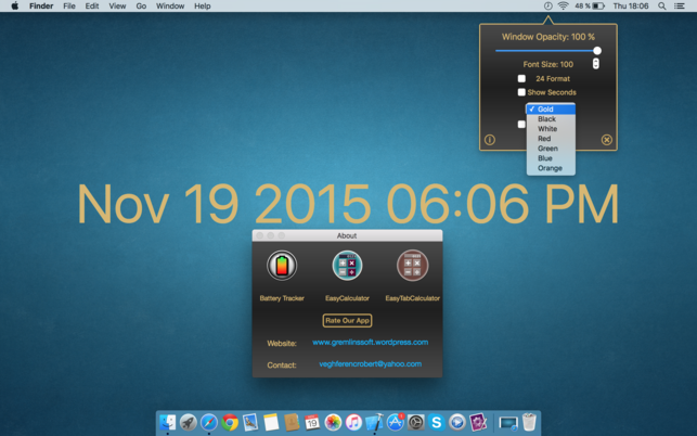 BackgroundClock (โปรแกรม BackgroundClock โชว์นาฬิกาพื้นหลัง Desktop สำหรับ Mac) : 