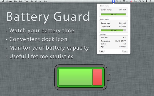 Battery Guard (โปรแกรม Battery Guard เช็คแบตเตอรี่ แสดงเวลาหมด บน Mac ฟรี) : Battery Guard (โปรแกรม Battery Guard เช็คแบตเตอรี่ แสดงเวลาหมด บน Mac ฟรี) :