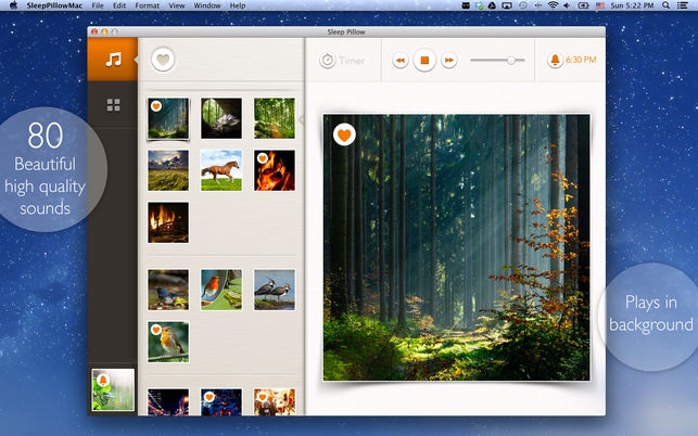 Sleep Pillow (โปรแกรม Sleep Pillow เปลี่ยนบรรยากาศ เหมาะแก่การนอนหลับ สำหรับ Mac) : 