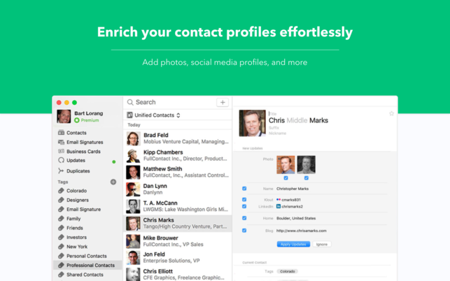 FullContact (โปรแกรม FullContact จัดการรายชื่อผู้ติดต่อ บน Mac) : 