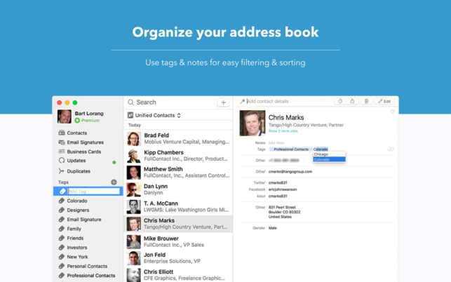 FullContact (โปรแกรม FullContact จัดการรายชื่อผู้ติดต่อ บน Mac) : 