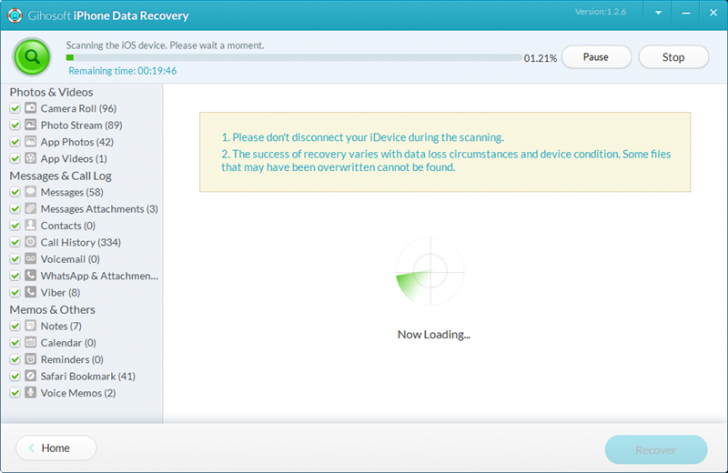 Gihosoft iPhone Data Recovery Free (โปรแกรมกู้ข้อมูลจาก iPhone บน PC ใช้ฟรี) : 