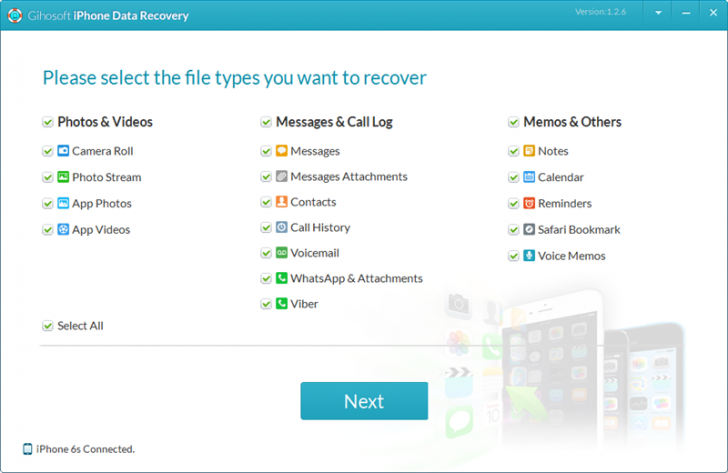โปรแกรมกู้ข้อมูล iPhone Gihosoft iPhone Data Recovery Free