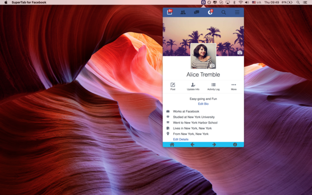 SuperTab for Facebook (โปรแกรม SuperTab เข้าใช้งาน Facebook ผ่านเมนูบาร์ บน Mac) : 