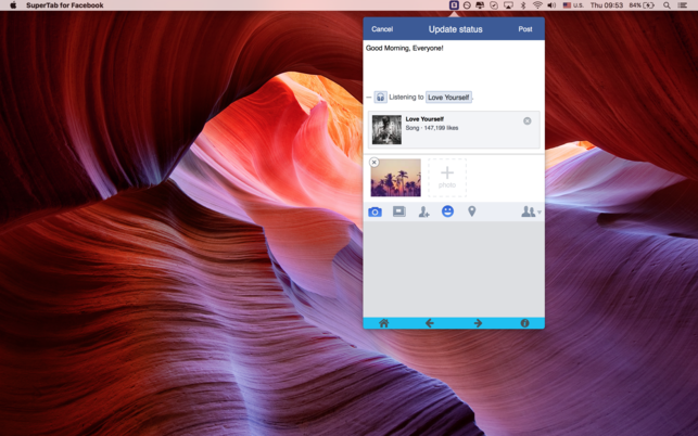 SuperTab for Facebook (โปรแกรม SuperTab เข้าใช้งาน Facebook ผ่านเมนูบาร์ บน Mac) : 