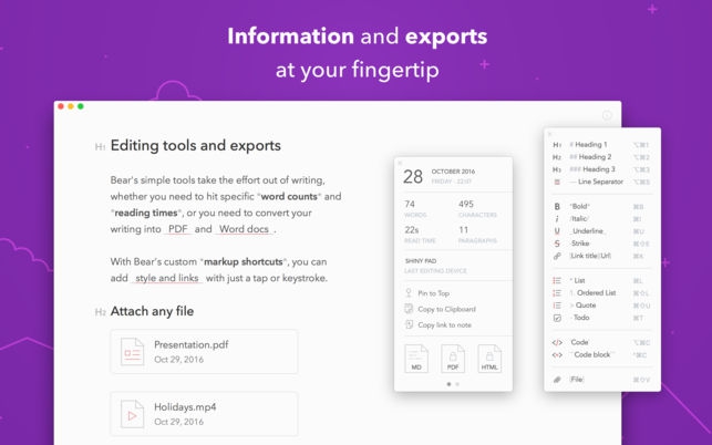 Bear (โปรแกรม Bear เขียนบันทึก ร้อยเรียงบทความ บน Mac) : Bear (โปรแกรม Bear เขียนบันทึก ร้อยเรียงบทความ บน Mac) :
