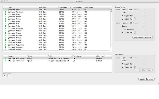 โปรแกรมแจ้งเตือนวันครบรอบ Candles