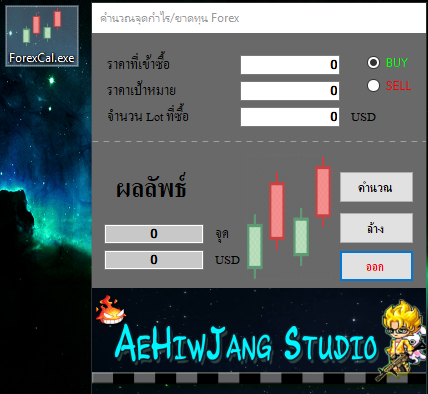 ForexCal (โปรแกรม Forex Calculator คำนวณจุดกำไร จุดขาดทุน ในการซื้อขายสกุลเงิน) : 