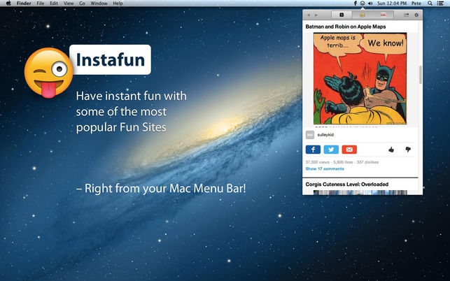 Instafun (โปรแกรม Instafun อ่านเรื่องตลก สนุกได้ทันใจ ผ่านเมนูบาร์ บน Mac) Instafun (โปรแกรม Instafun อ่านเรื่องตลก สนุกได้ทันใจ ผ่านเมนูบาร์ บน Mac)