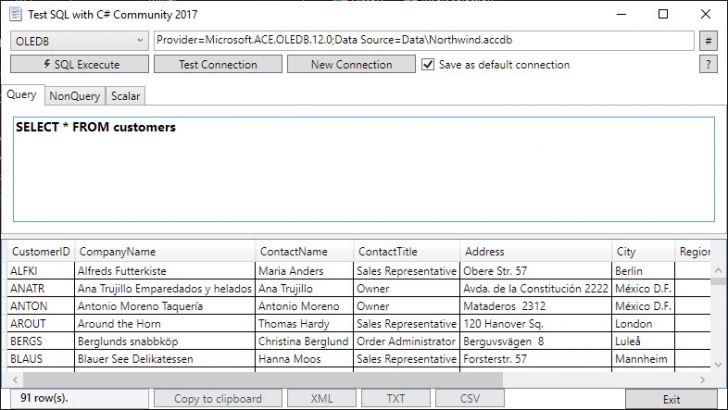 โปรแกรมทดสอบคำสั่ง SQL ฟรี Test SQL with C# Community 2017 โปรแกรมทดสอบคำสั่ง SQL ฟรี Test SQL with C# Community 2017