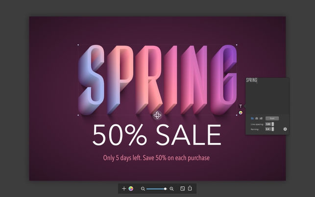 Letters (โปรแกรม Letters ออกแบบ ดีไซน์ ตัวหนังสือ ชิ้นโบว์แดง บน Mac) : 