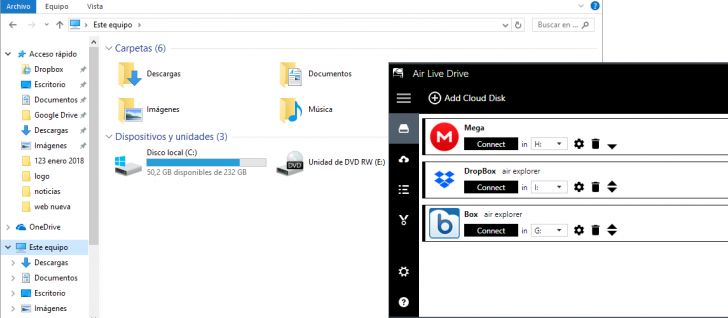 โปรแกรมจำลองไดร์ฟคลาวด์ Air Live Drive