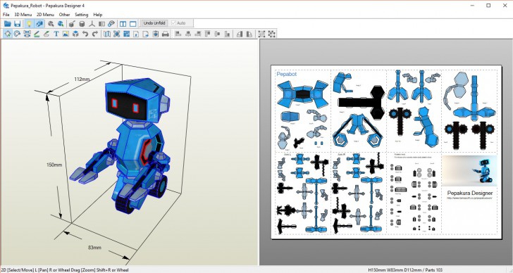 โปรแกรมออกแบบโมเดลกระดาษ Pepakura Designer โปรแกรมออกแบบโมเดลกระดาษ Pepakura Designer