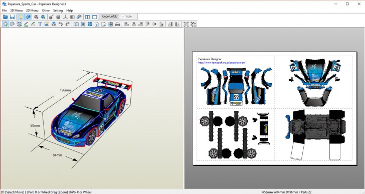 โปรแกรมออกแบบโมเดลกระดาษ Pepakura Designer โปรแกรมออกแบบโมเดลกระดาษ Pepakura Designer