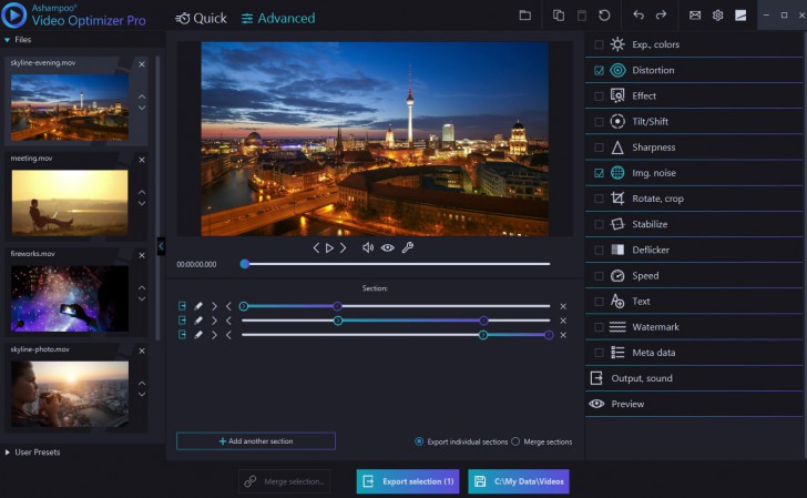 โปรแกรมแก้ไขวิดีโอ Ashampoo Video Optimizer Pro