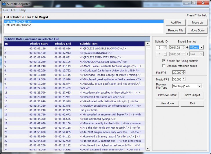 โปรแกรมใส่ซับไตเติ้ล Subtitle Adjuster