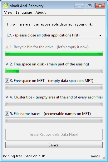โปรแกรมลบข้อมูล Moo0 Anti-Recovery