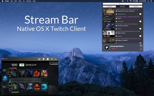  โปรแกรมดูวิดีโอทวิช Stream Bar