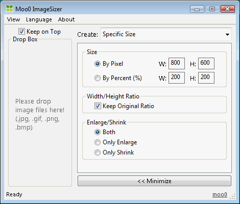 Moo0 Image Sizer (โปรแกรมแก้ไขขนาดรูป พร้อมแปลงไฟล์ในตัว ฟรี) Moo0 Image Sizer (โปรแกรมแก้ไขขนาดรูป พร้อมแปลงไฟล์ในตัว ฟรี)