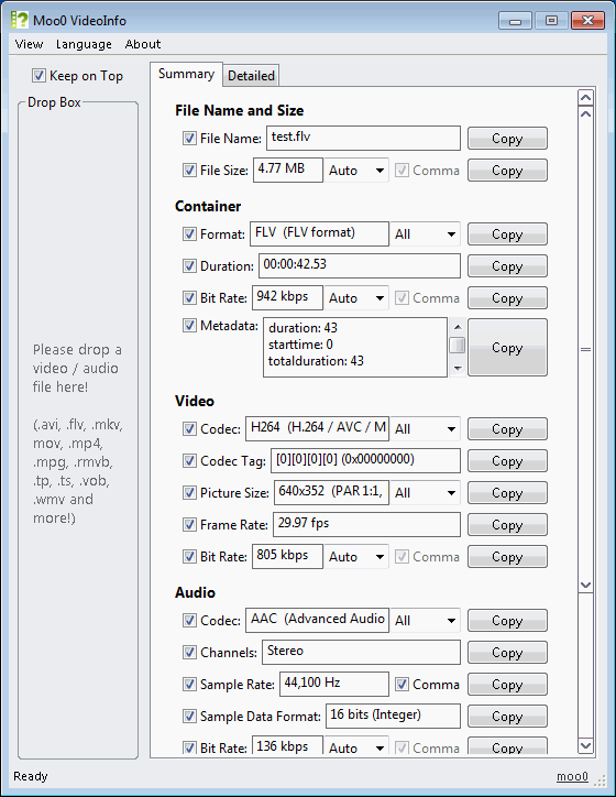 โปรแกรมดูข้อมูลวิดีโอ Moo0 Video Info โปรแกรมดูข้อมูลวิดีโอ Moo0 Video Info