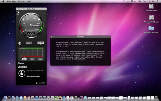 Solar App (โปรแกรม Solar App แสดงแบตเตอรี่ คีย์บอร์ด Logitech แสงอาทิตย์) : Solar App (โปรแกรม Solar App แสดงแบตเตอรี่ คีย์บอร์ด Logitech แสงอาทิตย์) :