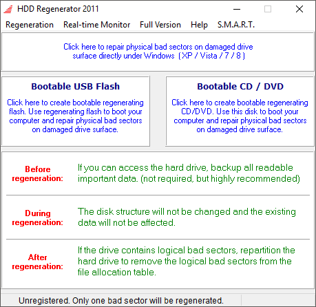 โปรแกรมซ่อมฮาร์ดดิสก์ HDD Regenerator โปรแกรมซ่อมฮาร์ดดิสก์ HDD Regenerator