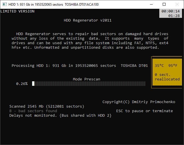 โปรแกรมซ่อมฮาร์ดดิสก์ HDD Regenerator โปรแกรมซ่อมฮาร์ดดิสก์ HDD Regenerator