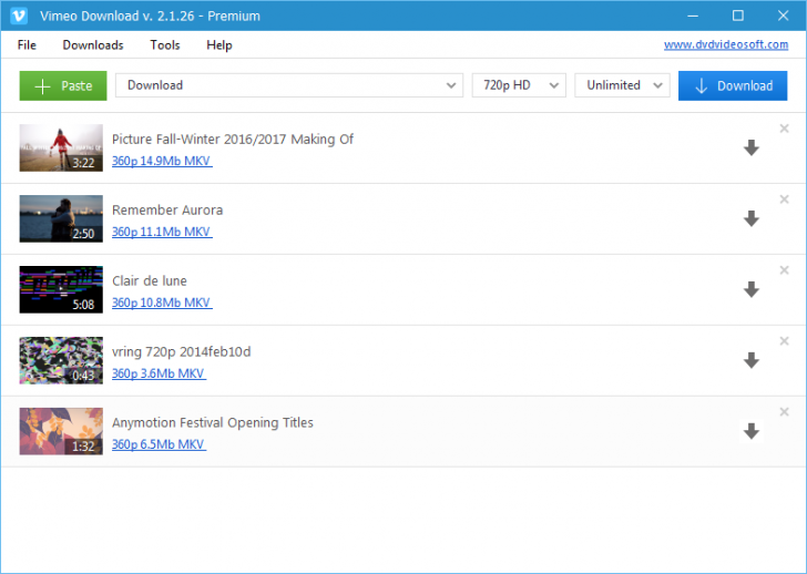 โปรแกรมโหลดวิดีโอ Vimeo Download