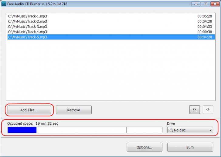 โปรแกรมไรท์เพลงลงแผ่น Free Audio CD Burner