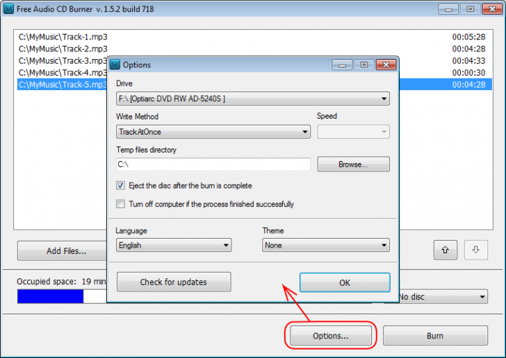 โปรแกรมไรท์เพลงลงแผ่น Free Audio CD Burner